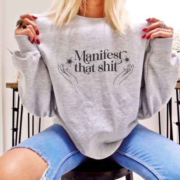 Manifest That Sh*t Sand Long Sleeve Unisex Crewneck Sweatshirt - Picture 2 of 6